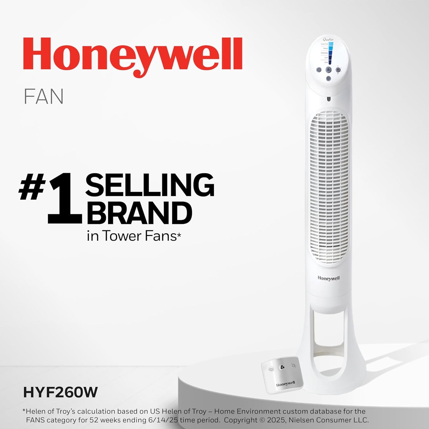 Honeywell QuietSet Whole Room Oscillating Tower filter Fan with Remote, White, HYF260