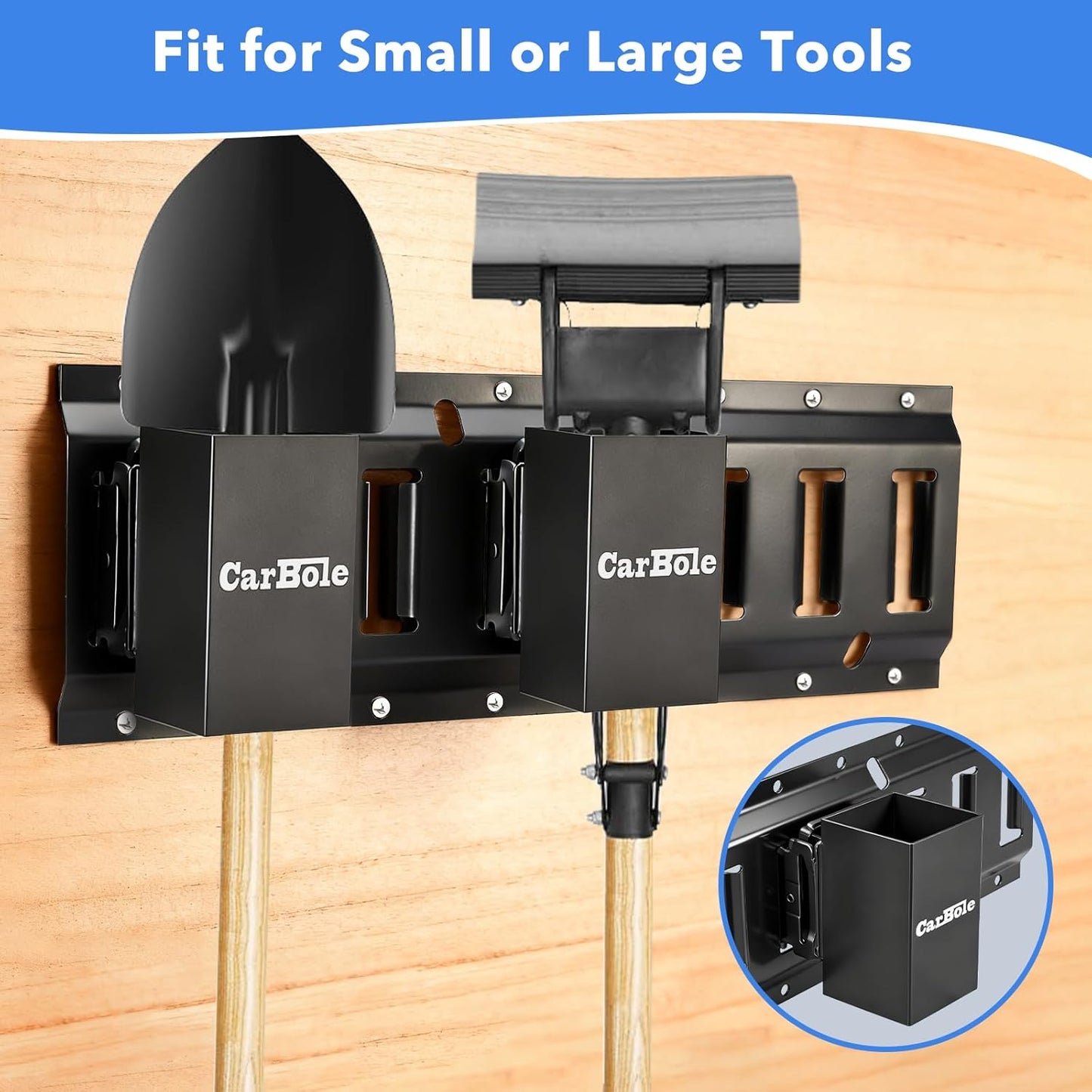 CarBole E Track Tool Holders for Truck, Warehouses, 4 Pack E Track Accessories Garage Organization to Keep Garden Tools