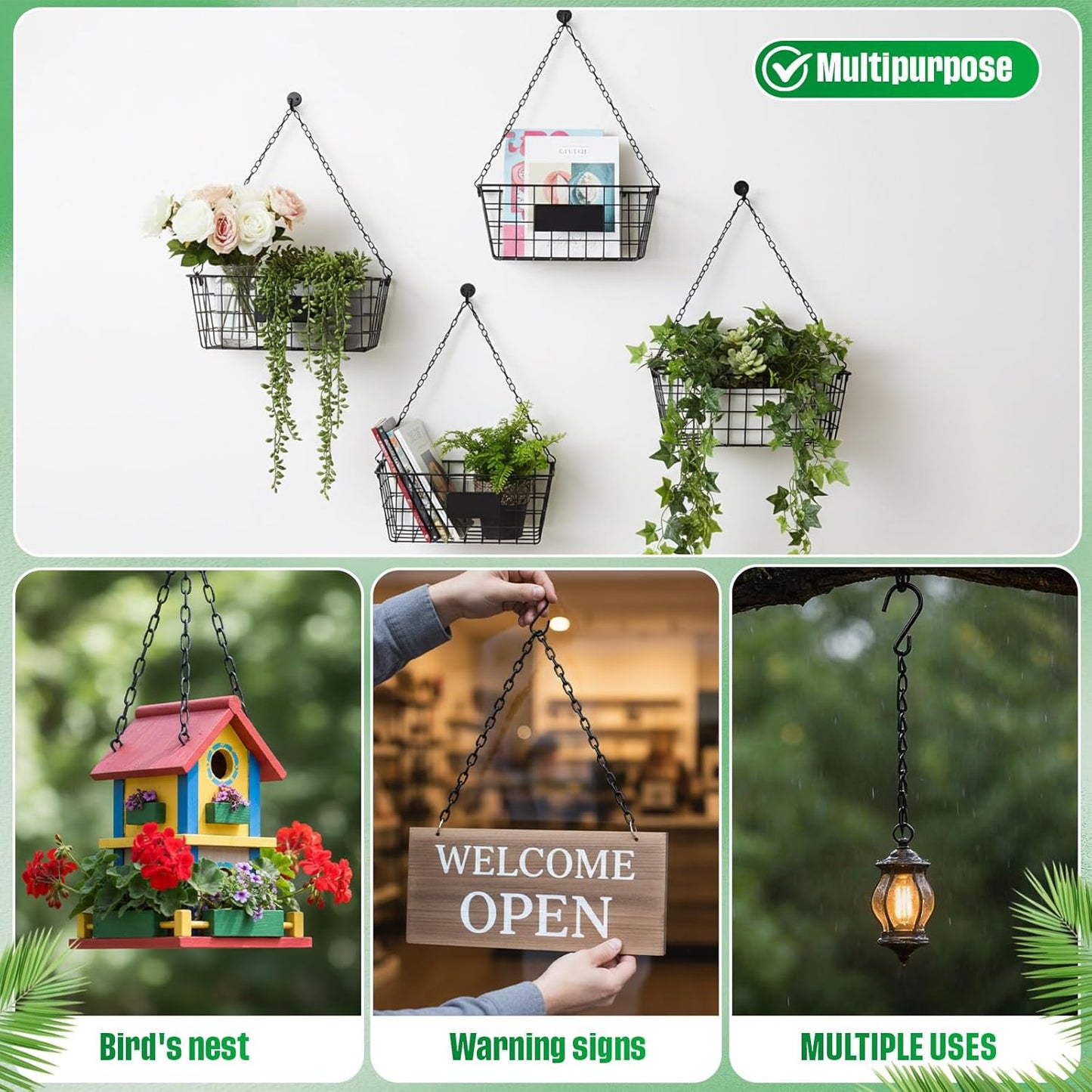 EBOOT 2 Pcs Hanging Chain for Bird Feeders, Planters, Lanterns and Orn