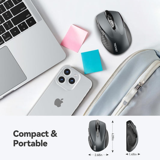 TECKNET Wireless Mouse, 2.4G Ergonomic Optical Mouse, Computer Mouse f