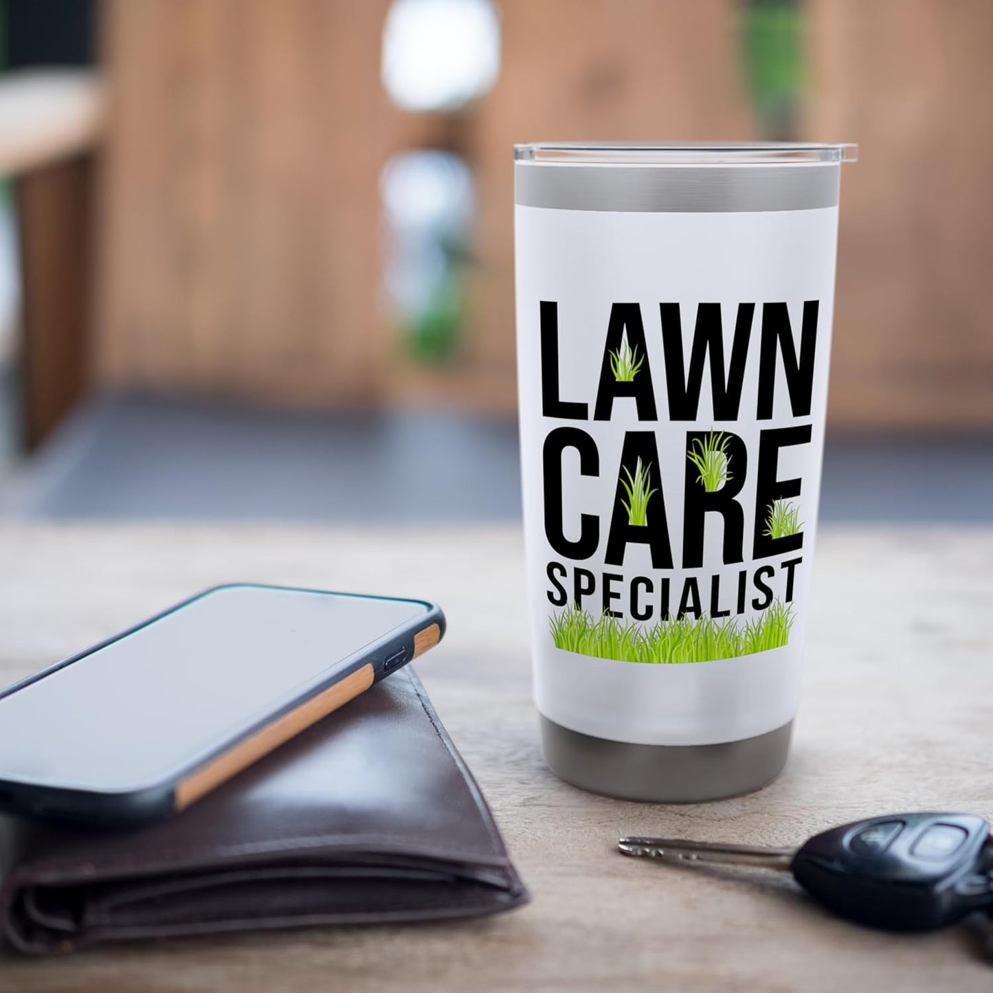 Lawn Care Specialist Funny Gardener Lawn Mower Lovers Outfit Stainless Steel Insulated Tumbler
