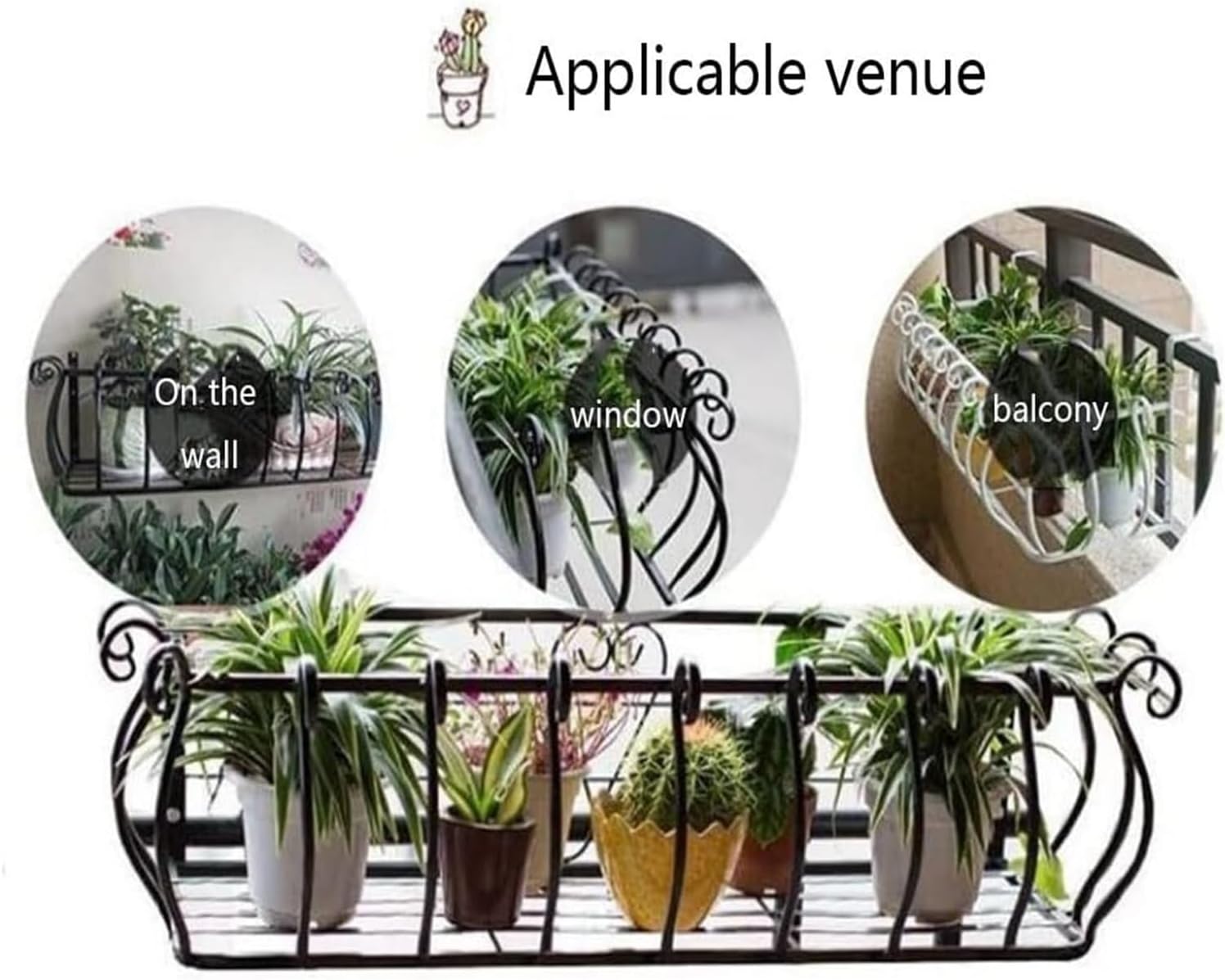 Railing Planter for Fence, Hanging Flower Pot Stand, Window Sill Plant