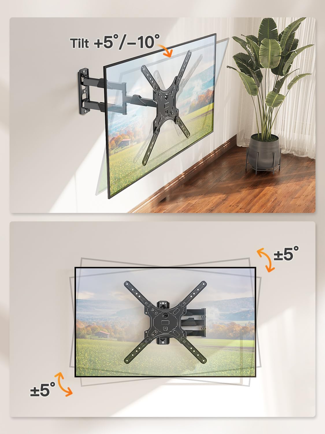 ELIVED TV Wall Mount for Most 26-60 Inch TVs, Swivel and Tilt Full Mot