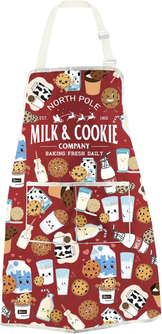 WCGXKO North Pole Christmas Baking Kitchen Apron Funny Xmas Gift Farmhouse Christmas Gift