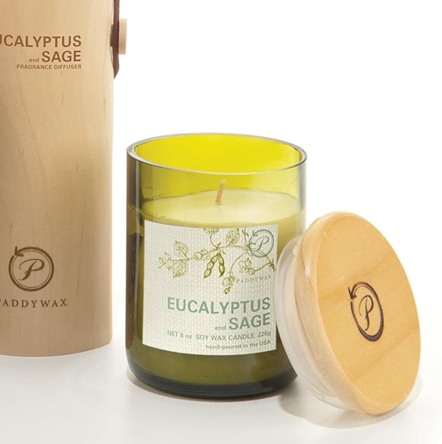 Paddywax Eco Collection Soy Wax Blend Candle in Glass Jar, Eucalyptus 