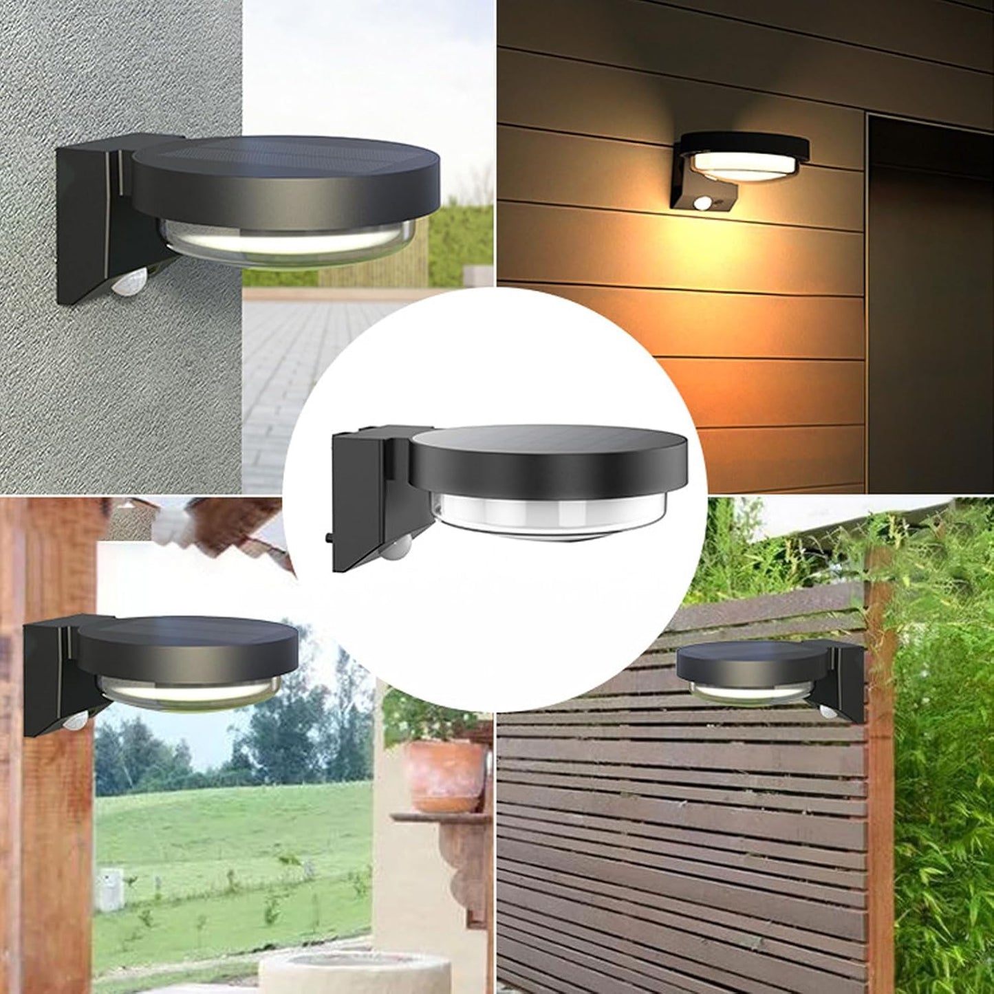 Solar Wall Light, Motion Sensor Outdoor Lights with 3 Modes, 1200mAh Cordless LED Porch Light,Exterior Lighting fixtures, Waterproof Outdoor Wall Sconce for Yard Garden Fence Patio Garage (Black-1PC)