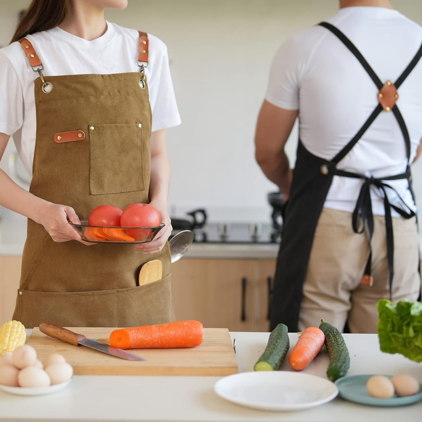 Canvas Aprons for Men Chef Apron, Work Apron with Large Pockets - 16oz