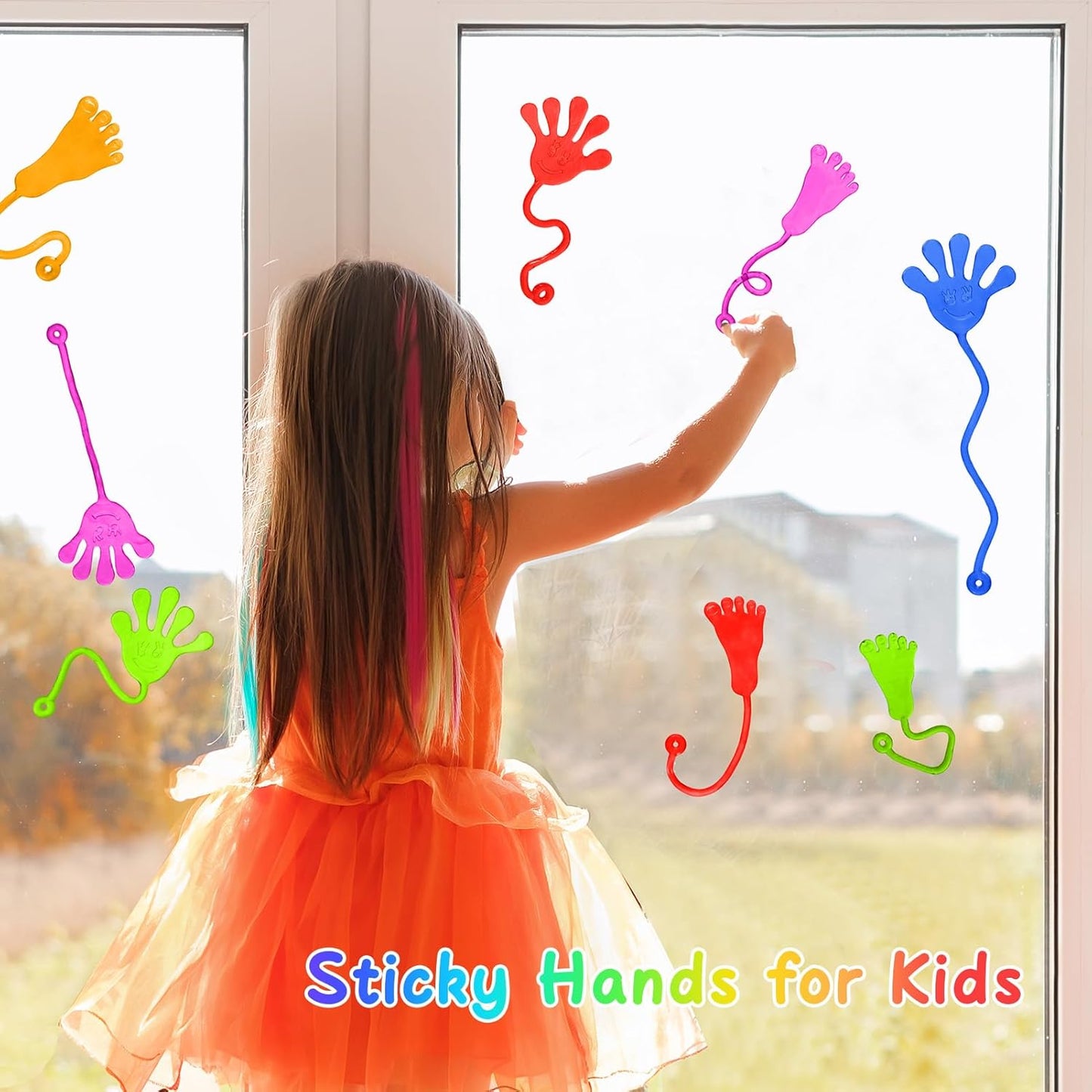 PICcircuit Sticky Hands Bulk 30 PCS Party Favors for Kids 4-8,8-12 Year Stretchy Sticky Hand Feet Goodie Bags Stuffers for Kids Classroom Prizes Easter Basket Stuffers Birthday Trinkets Slap Hand