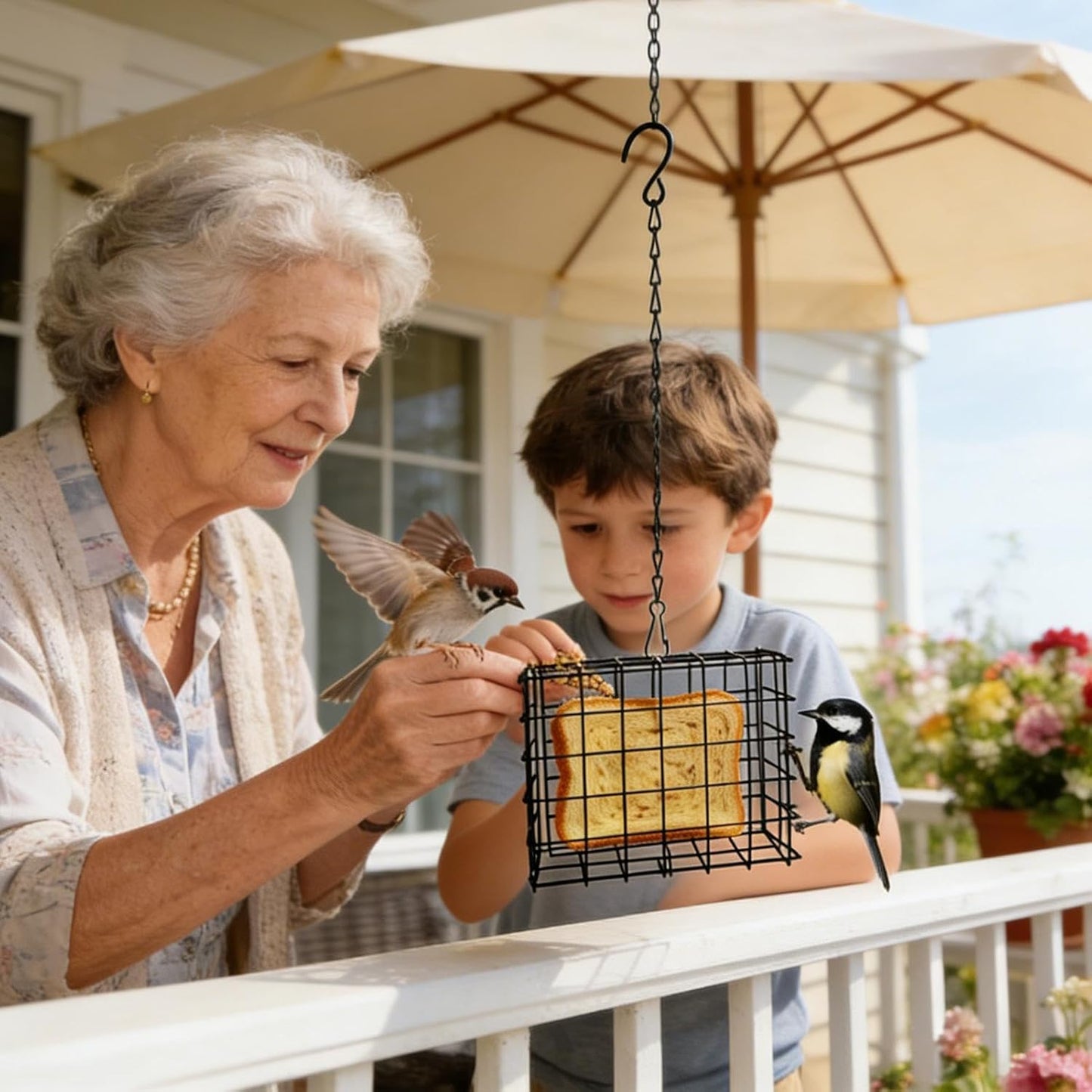 Hanging Suet Bird Feeder, Square Wire Mesh Cage with Chain, 12x4.5x13.8cm Metal Outdoor Garden Feeder for Wild Birds for Balcony Garden Yard Patio Outdoor Outside