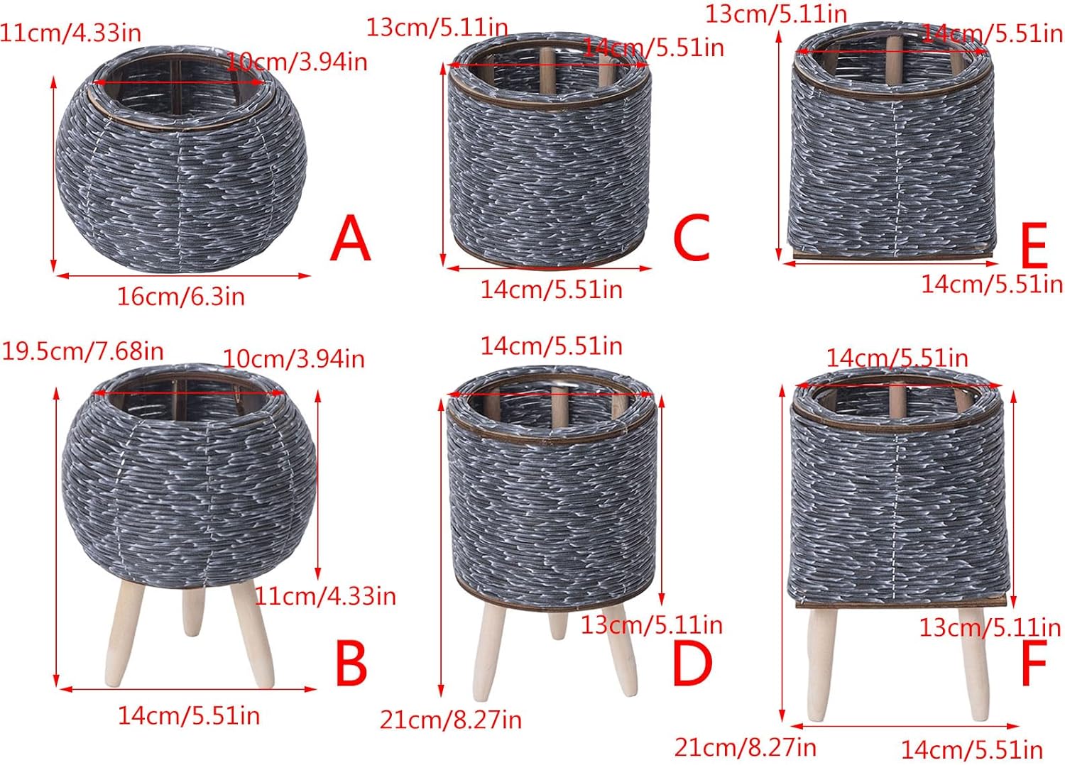 Rattan Plant Basket Indoor Handwoven Plant Pots for Planter Flowers Po