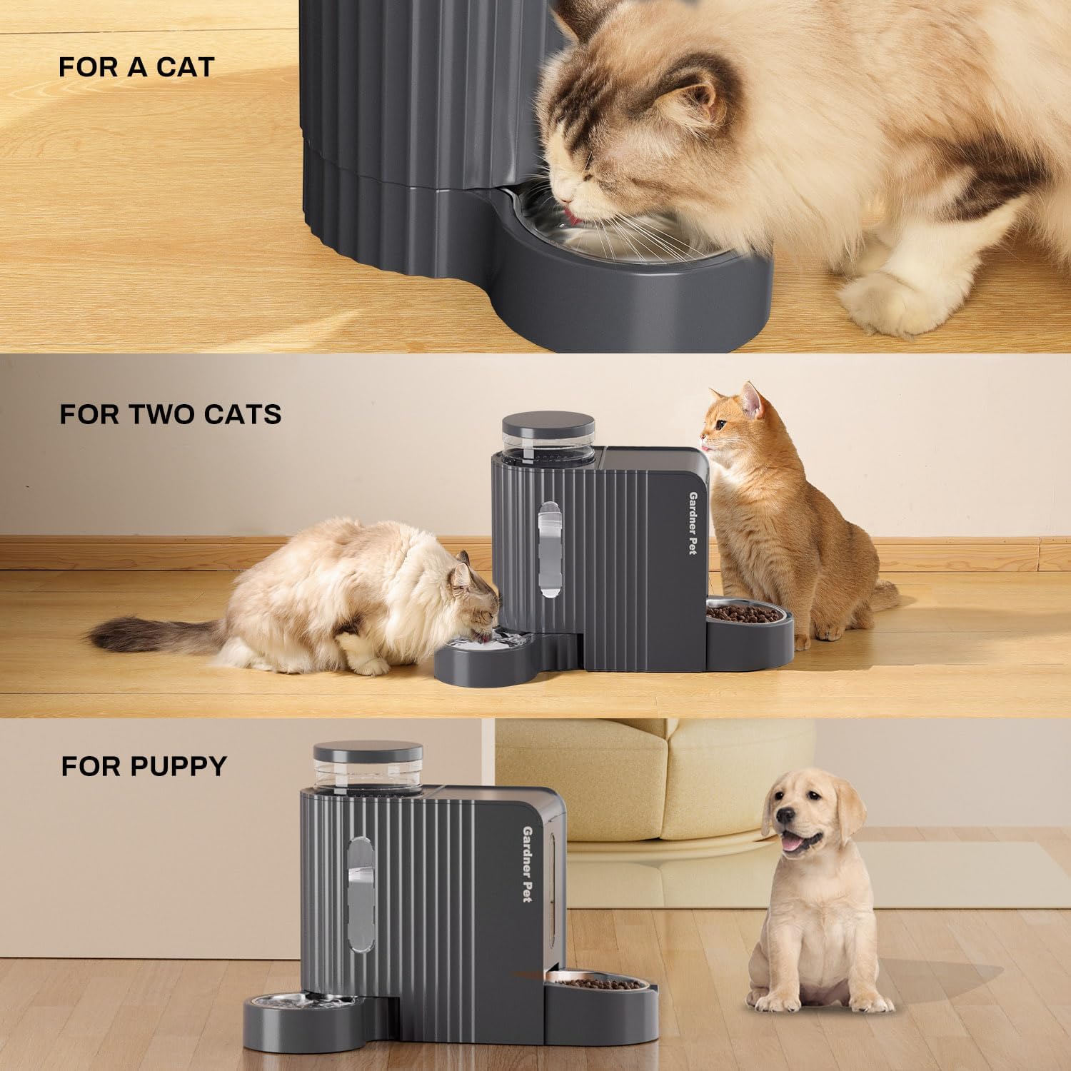 Gardner Pet Automatic Gravity Cat Food Feeder and Water Dispenser Stai