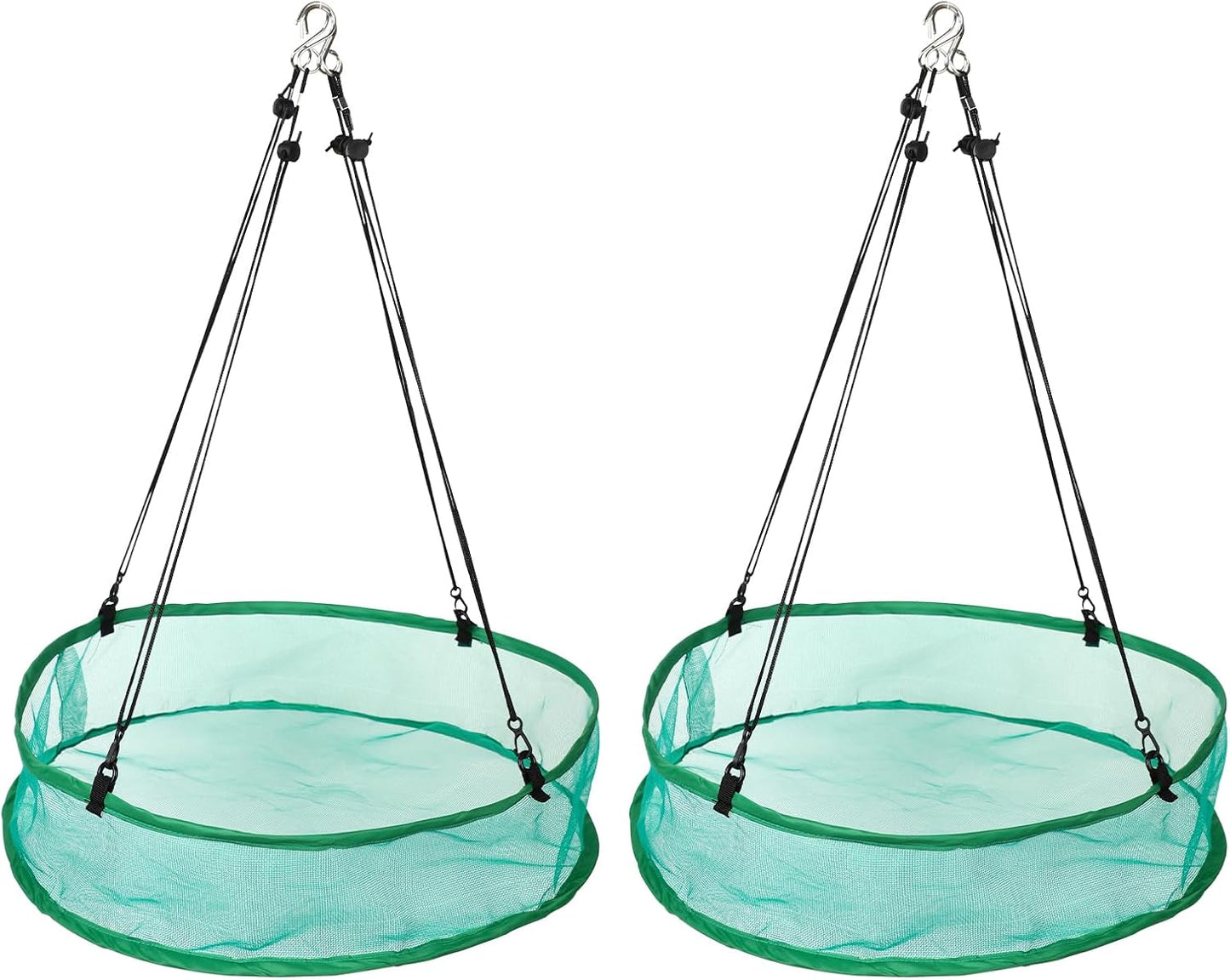 2pcs Bird Feeder Trays, 19.69in Diameter Durable Large Hanging Birdfeeder Mesh Tray with 8 Hanging Ropes and 4 Storage Bags for Outdoor Yard Garden Backyard Attracting Birds(Green)
