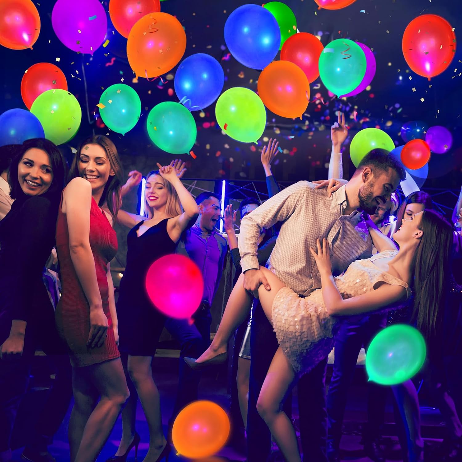 100 Pcs UV Neon Balloons, Neon Glow Party Balloons UV Black Light Ball