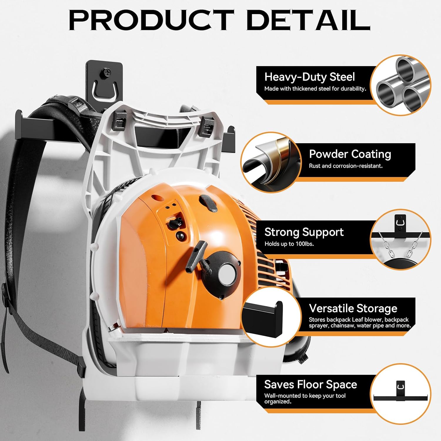 Backpack Leaf Blower Hanger, Backpack Sprayer Wall Mount,Heary Duty Ch