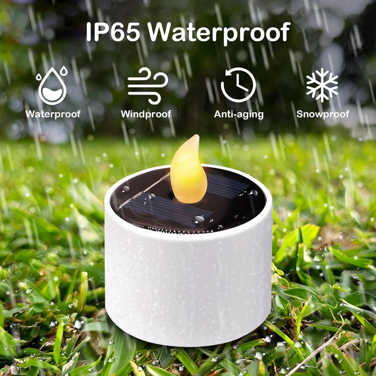 VOOKRY 6 Pcs Solar Tea Lights Outdoor - Flickering Solar Candle Lights Flameless Dusk to Dawn Lighting Waterproof Rechargeable LED Candles for Lantern Garden Camping Party Home Decorations,2.3''x2.1''