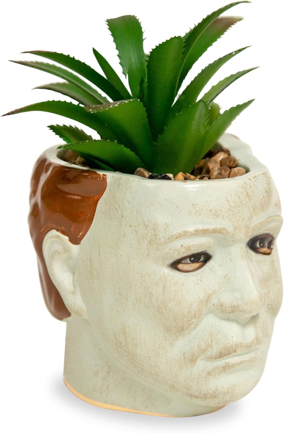 Toynk Halloween Michael Myers 3-Inch Ceramic Mini Planter with Artificial Succulent | Small Flower Pot, Faux Indoor Plant