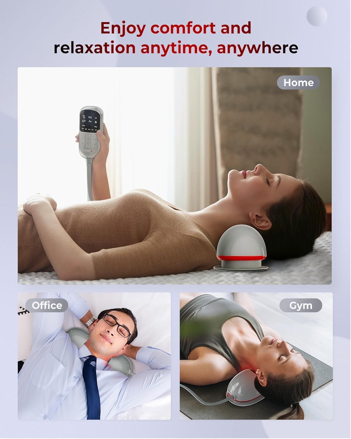 Heated Neck Stretcher with Red Light Therapy, Wireless Cervical Tracti