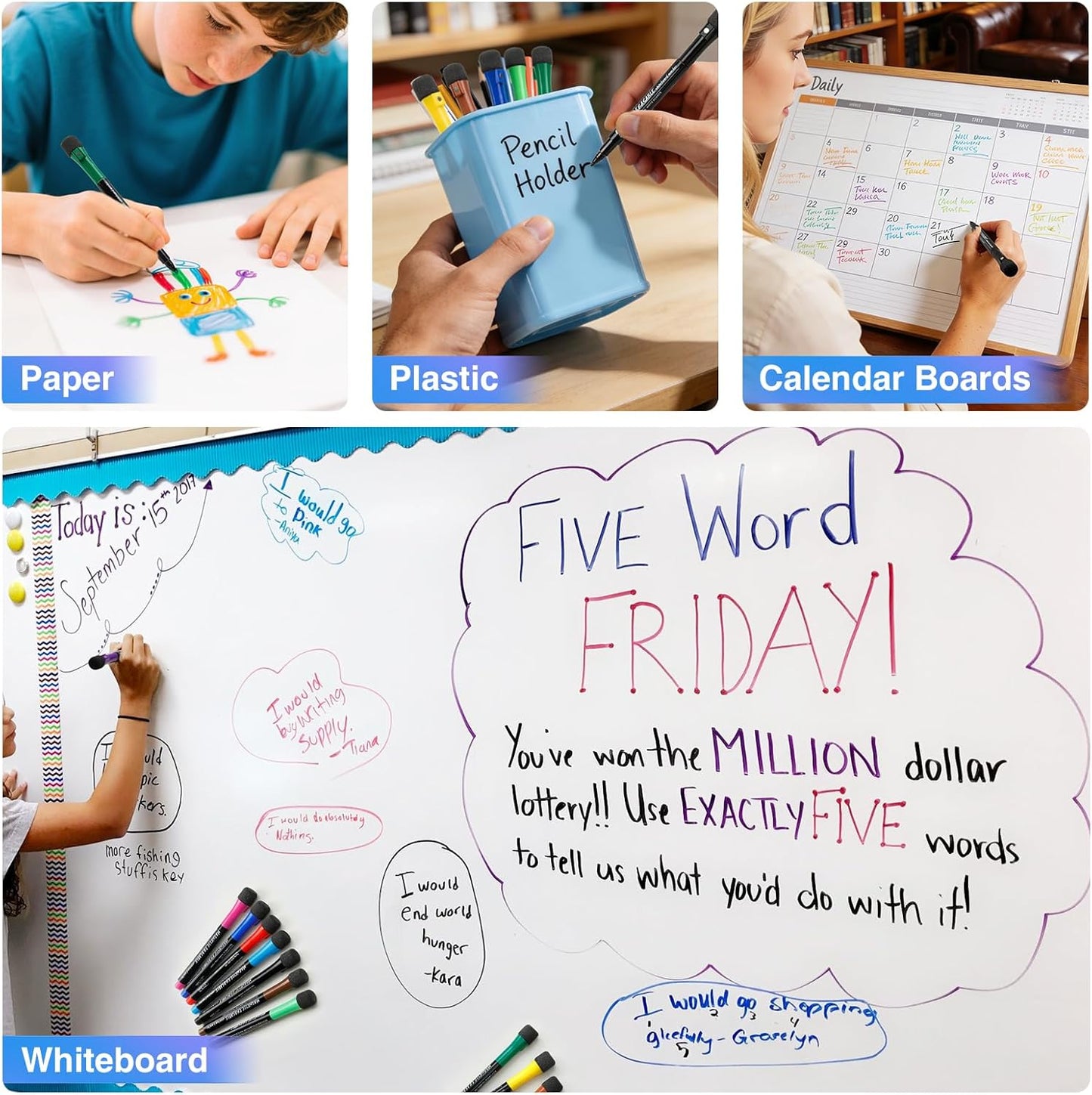 Magnetic Dry Erase Markers Fine: 12 Colors Erasable Whiteboard Markers