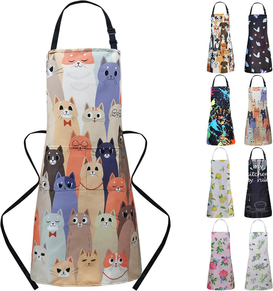 ZiQilin Adjustable Waterproof Kitchen Apron for Women with 2 Pockets C
