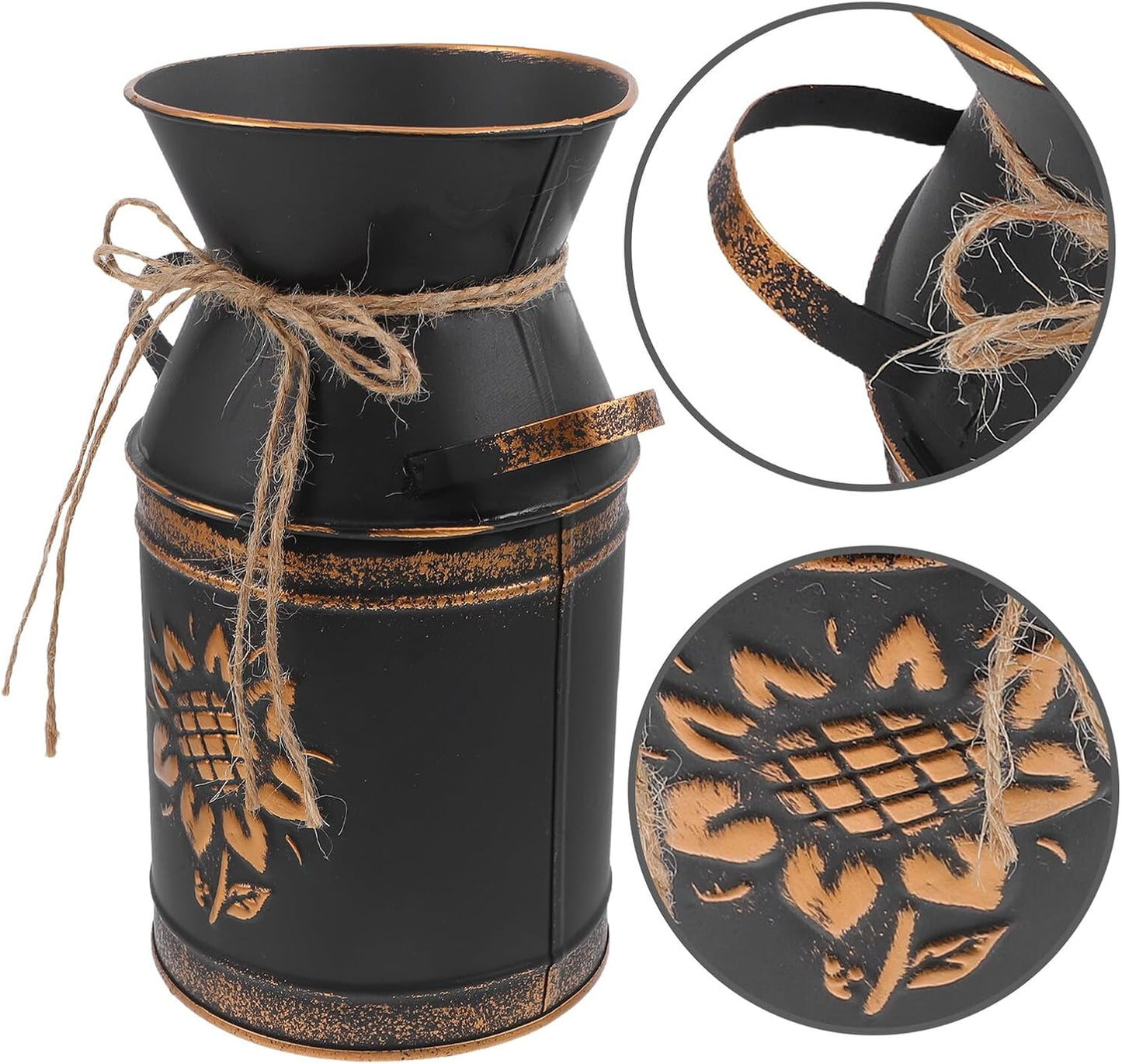 Milisten Vintage Metal Flower Bucket Vase Floral Art Planter for Balco