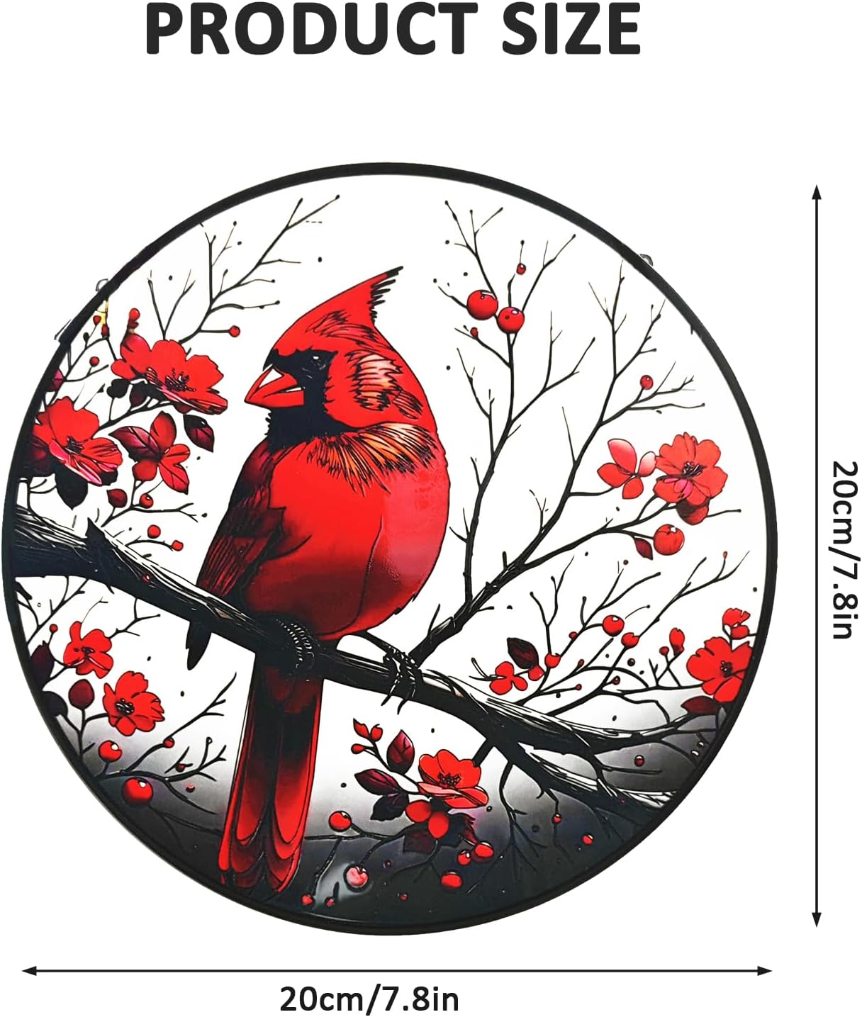 Red Cardinal Garden Suncatchers Outdoor, Cardinal on Branch Stained Gl