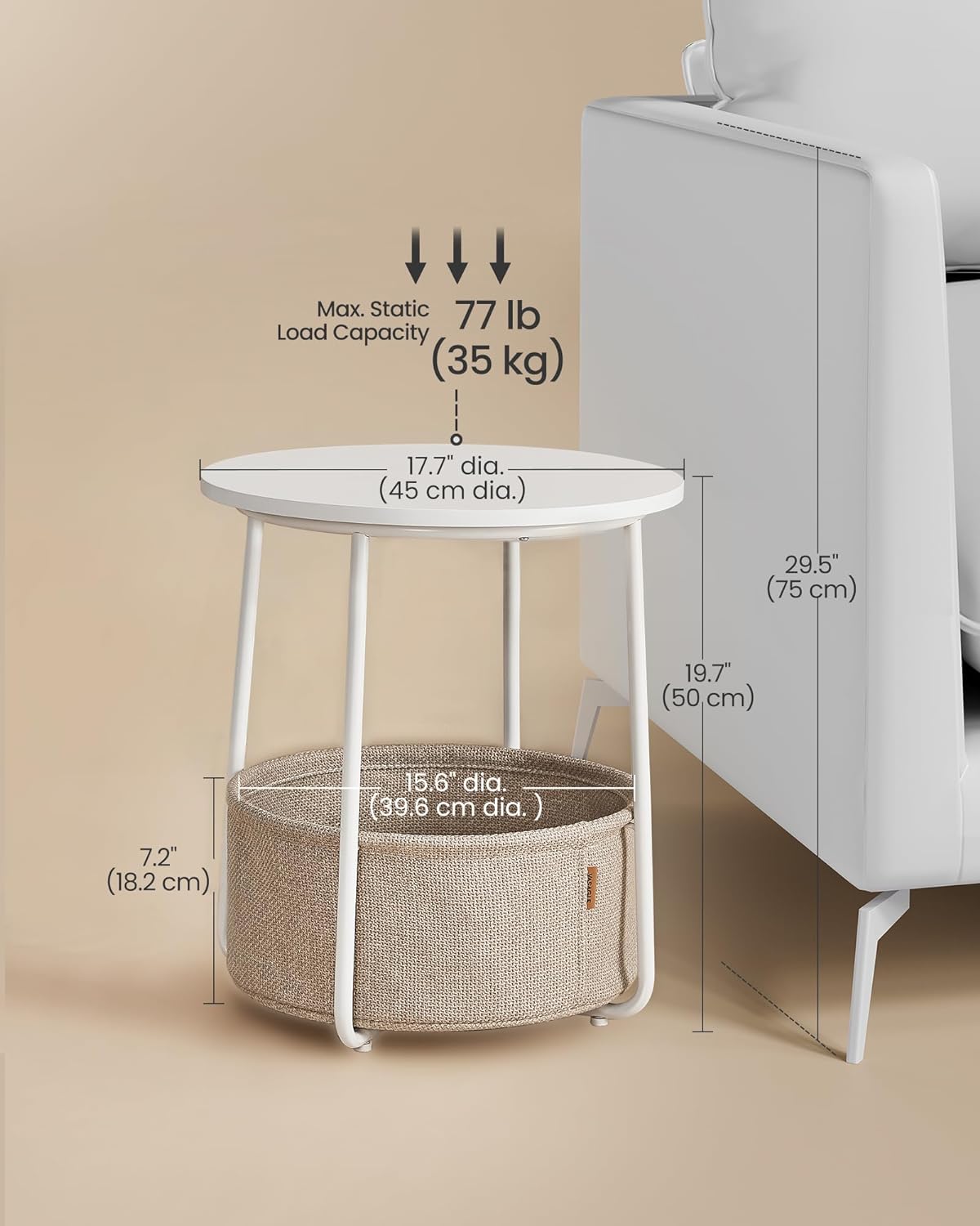 VASAGLE LILEA Collection - Small Round Side End Table, Modern Nightsta