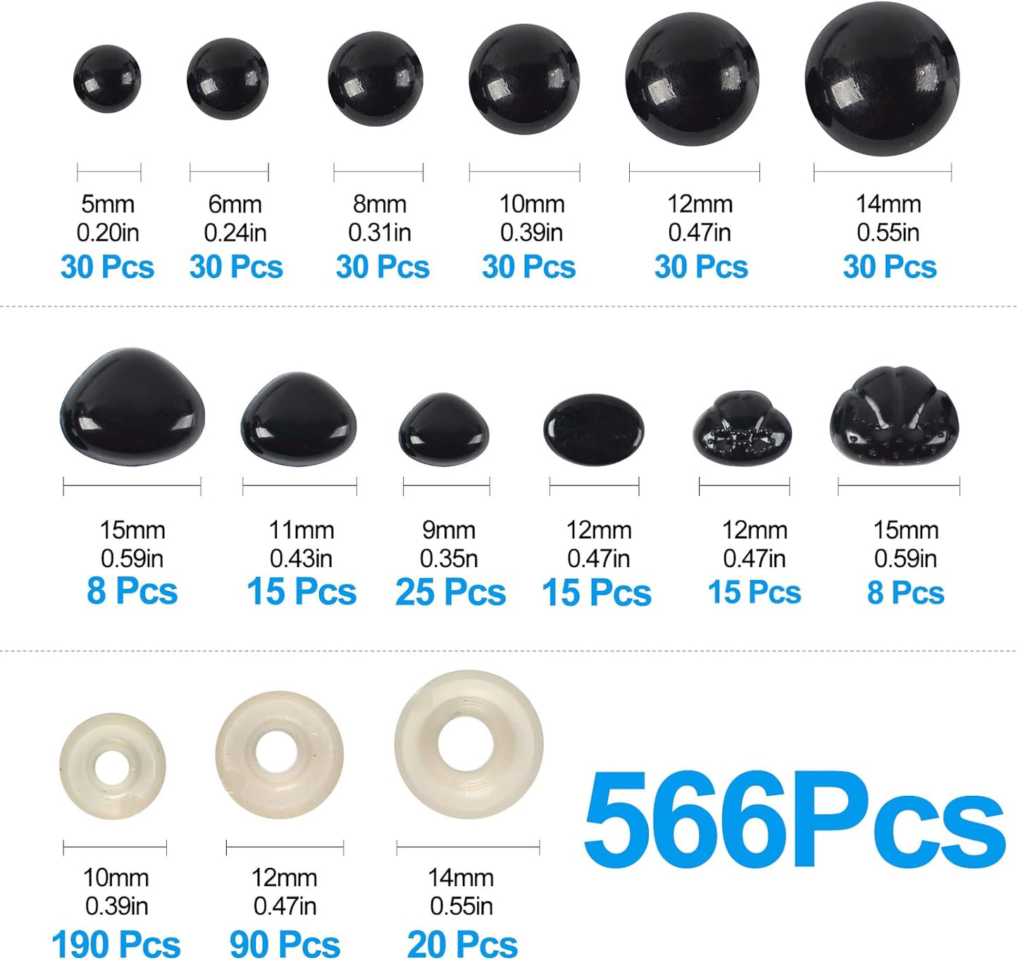 Yexixsr 566PCS Safety Eyes for Amigurumi, Various Sizes Crocheting Saf
