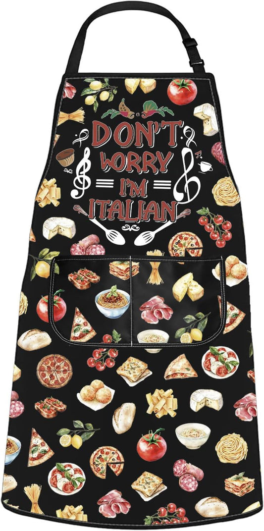 WCGXKO Don’t Worry I’m Italian Kitchen Apron Italy Travel Trip Souvenir Gift Italy Feast Gift