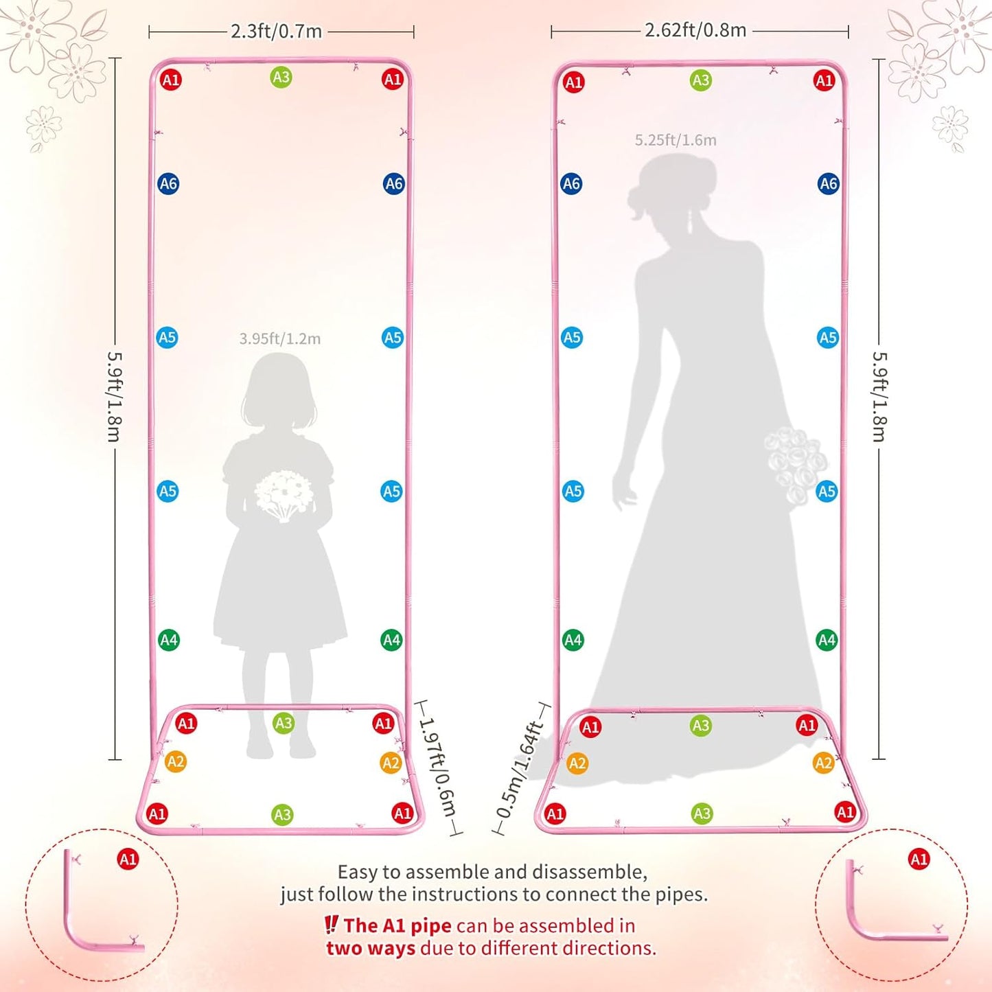 Easel Stand for Wedding Sign Holder Metal Welcome Poster Stands Wedding Seating Chart Stand Backdrop Stand Floral Ceremony Easel for Display in Pink