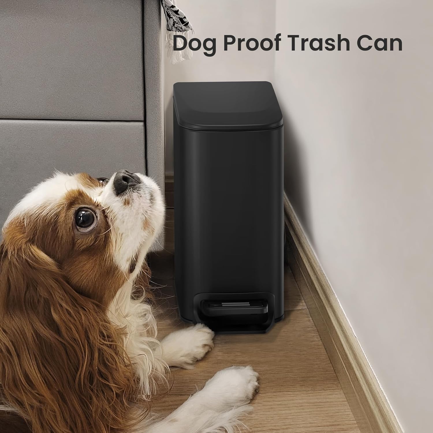 Cesun Small Bathroom Trash Can with Lid Soft Close, Step Pedal, 6 Lite