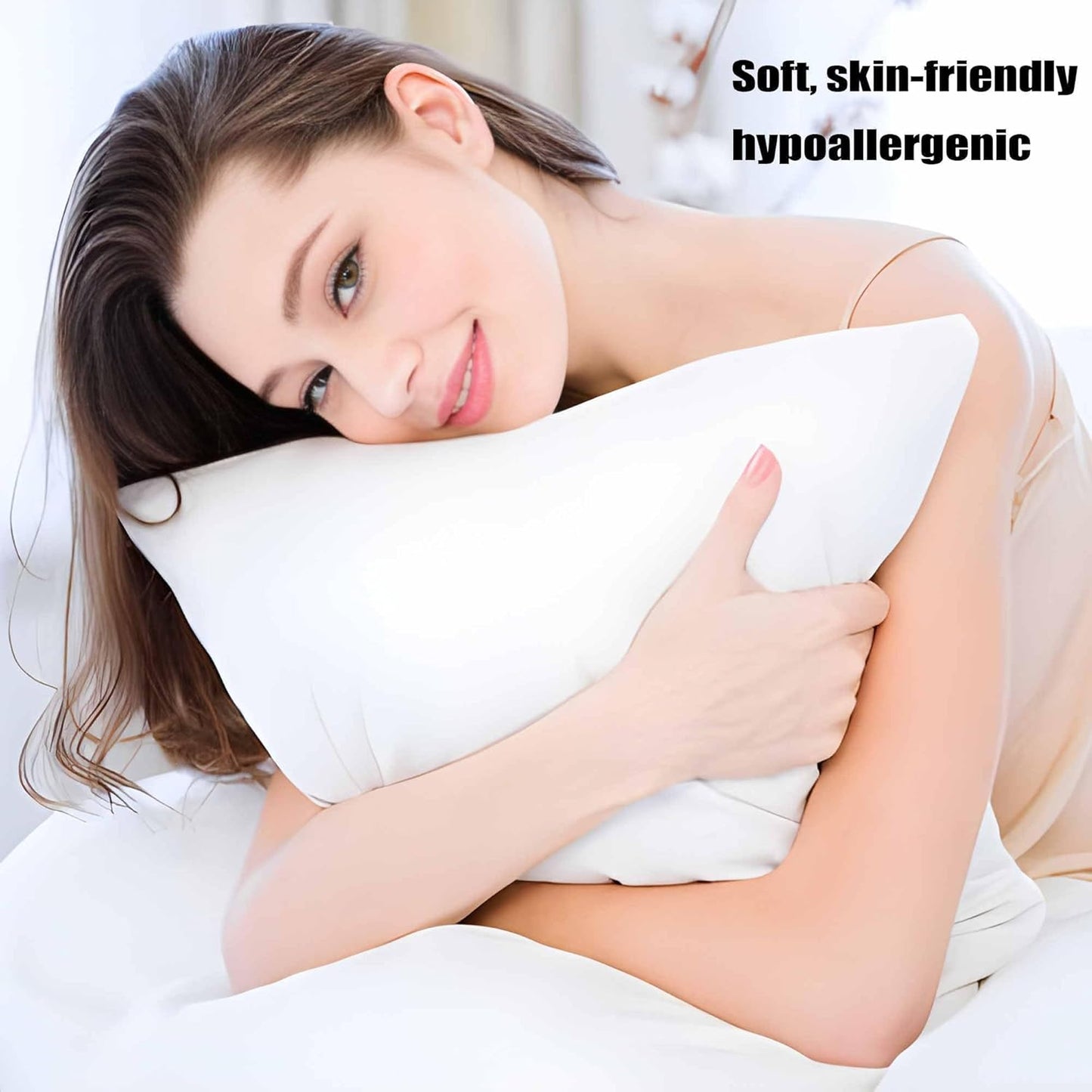 Ultra Thin Flat Soft Bed Pillows Standard Size Set of 2 Pack for Sleeping 20"x26", Hypoallergenic Skin Friendly Machine Washable