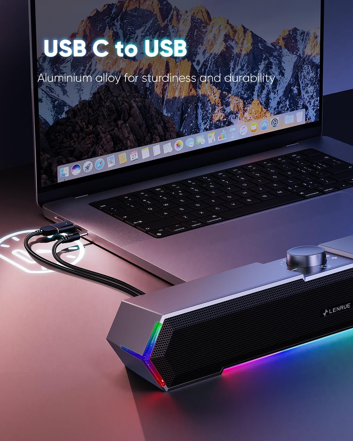 LENRUE G11 Computer Speakers for Desktop, Touch Lights PC Speakers wit