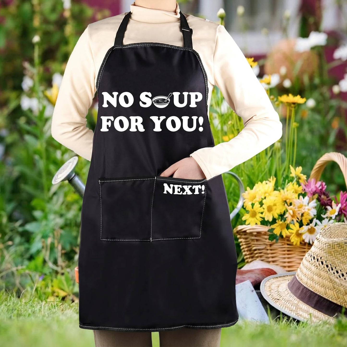 WCGXKO Chef Kitchen Apron No Soup for You Kitchen Cooking 90s TV Show Gift for Comedy Show Fans