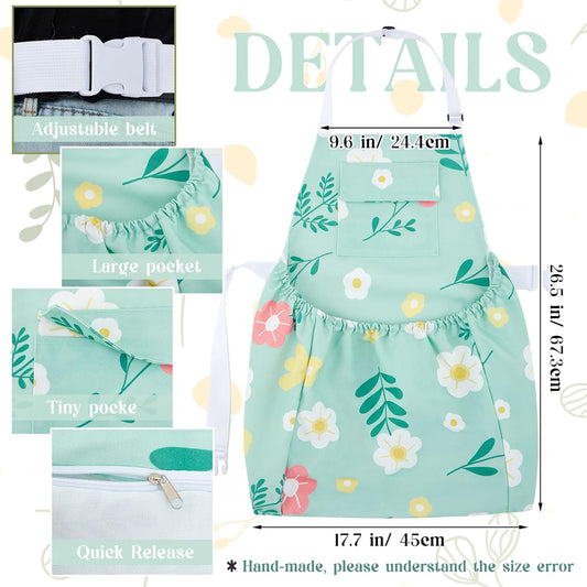 2 Pcs Gardening Apron with Release Pockets, Christmas Gifts for Women, Floral Apron for Harvesting Garden