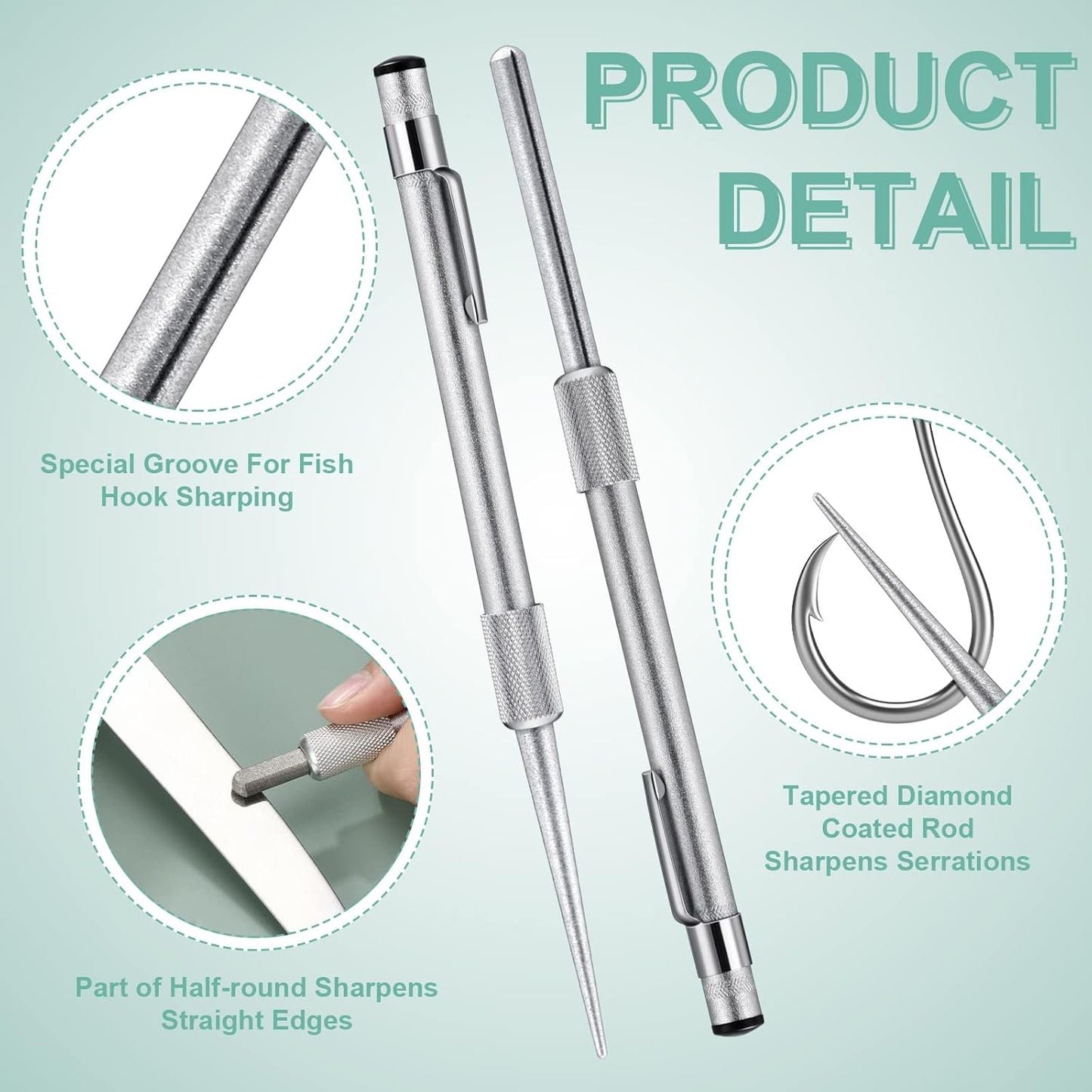 Honoson 5 Pieces Pocket Knife Sharpener Serrated Knife Sharpener Diamond Honing Rod Tactical Pen Steel Rod Pen for Kitchen Outdoor Hunting Fishing Hiking Camping Garden Tools