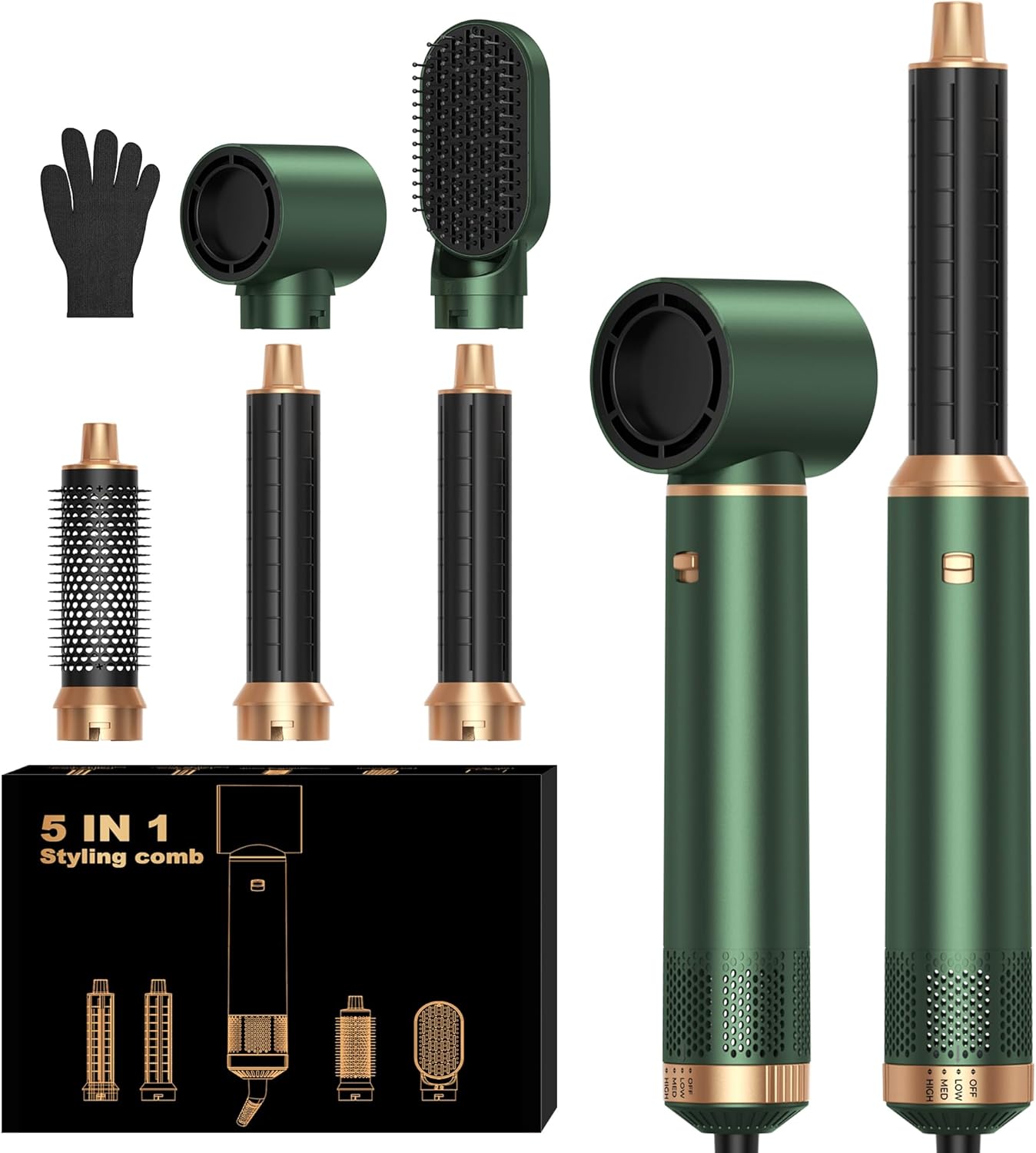 5 in 1 Blow Dryer Brush, Upgrade Hair Dryer Brush Set Negative Ion Air