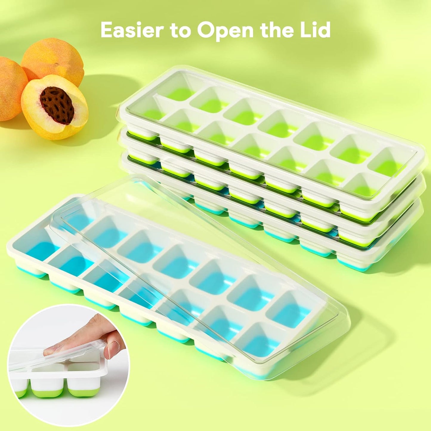 Ice Cube Trays 4 Pack, Airabc Silicone with Removable Lid, Easy-Releas