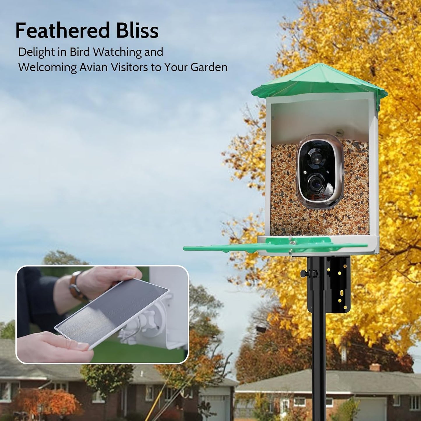 Birdkiss Shepherd Hook Pole for Garden：Adjustable Heavy Duty Outdoor Squirrel Proof Bird Feeder Pole Mount Kit with 5 Prongs Base 90 Inch with 4 Hooks Hanging for Bird Feeder and Birdhouse.
