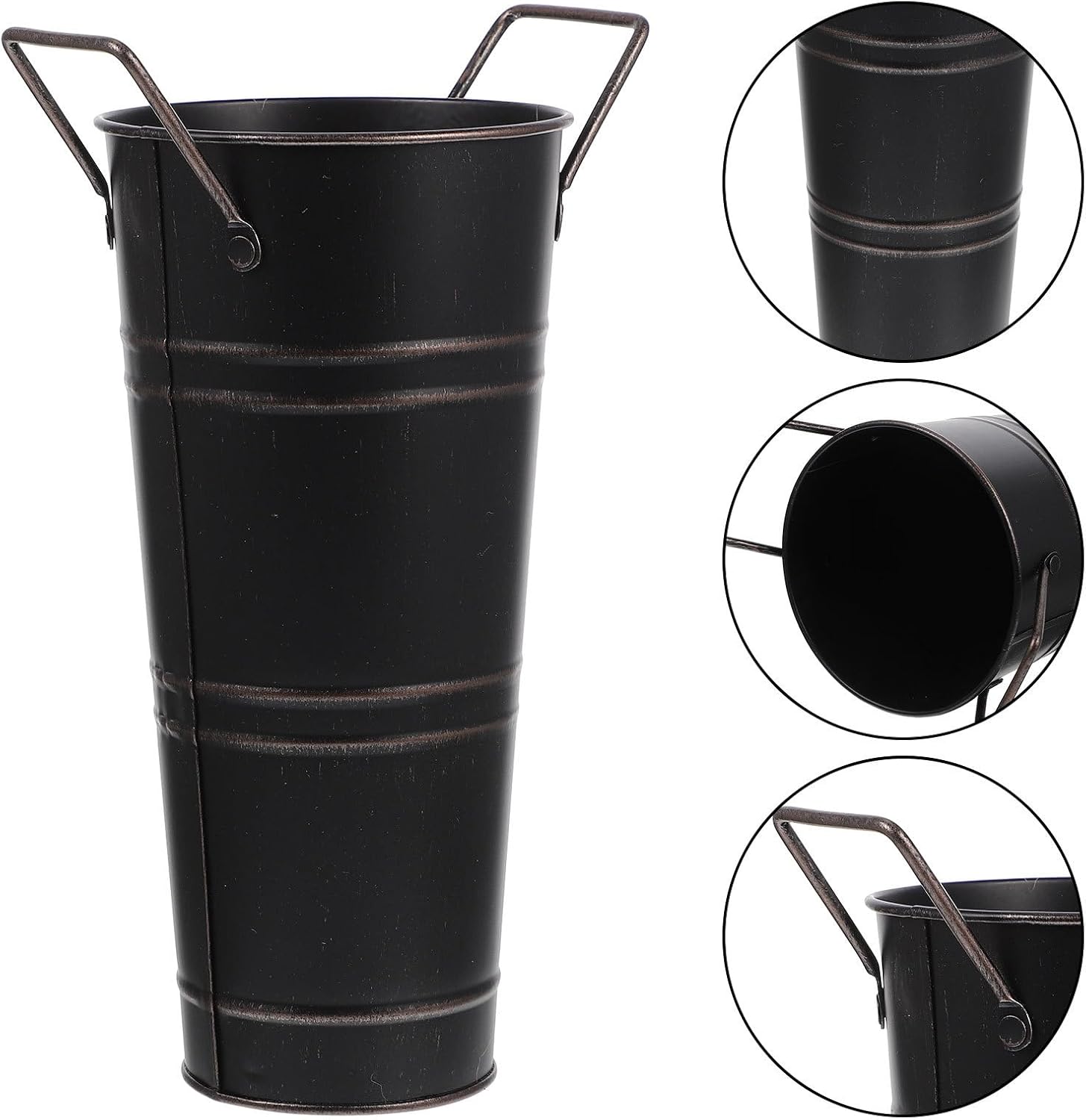 Milisten Vintage Retro Iron Flower Bucket with Handle, Leak-Proof Meta