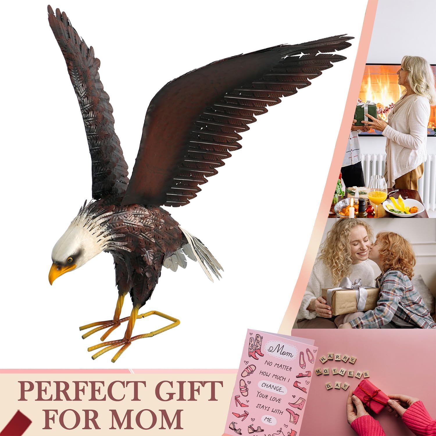 Kircust Garden Sculpture & Statue, Bald Eagle Large Outdoor Statues Me