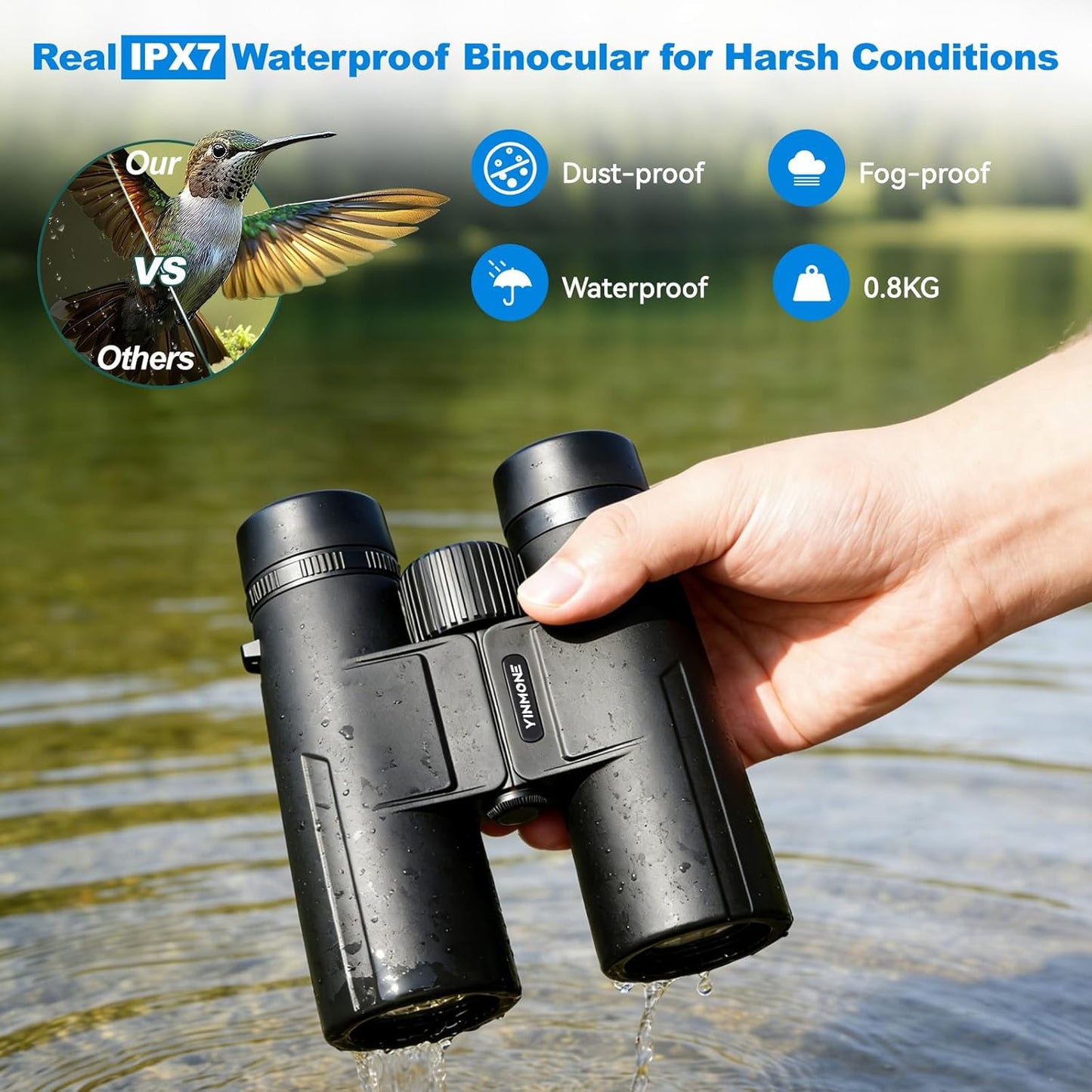 HD 12X42 Wateproof Binocular for Hunting, with Phone Adapter BAK4 Pris