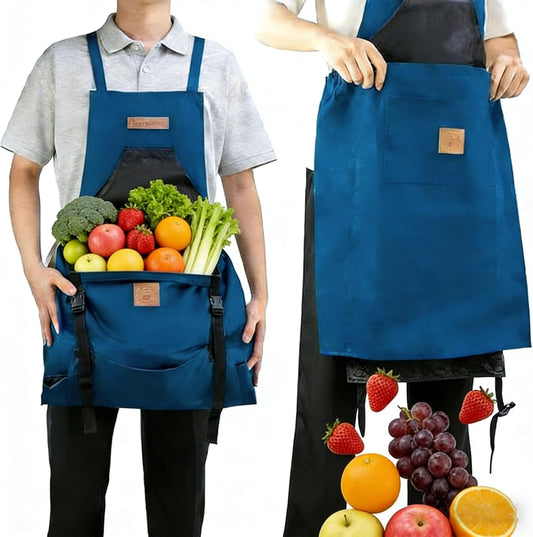 Gardening Apron with Pockets Canvas Garden Harvest Aprons for Women & Men, Gardening Tool Belt for Outdoor Picking