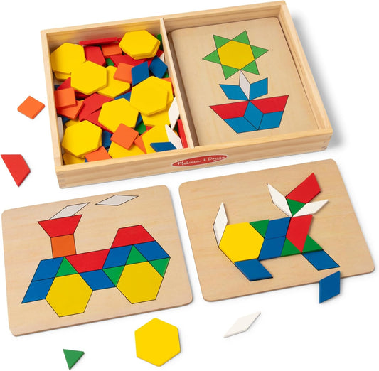 Melissa & Doug Pattern Blocks and Boards with 120 Multi-Colored Wooden