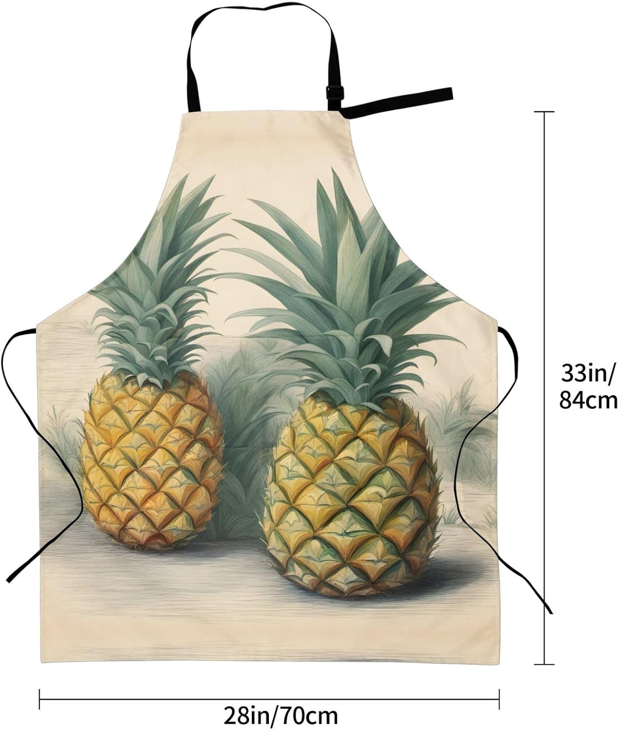 Pineapple print Waterproof chef's apron with pocket apron for kitchen 