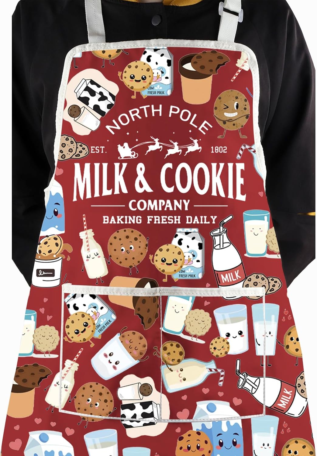 WCGXKO North Pole Christmas Baking Kitchen Apron Funny Xmas Gift Farmhouse Christmas Gift