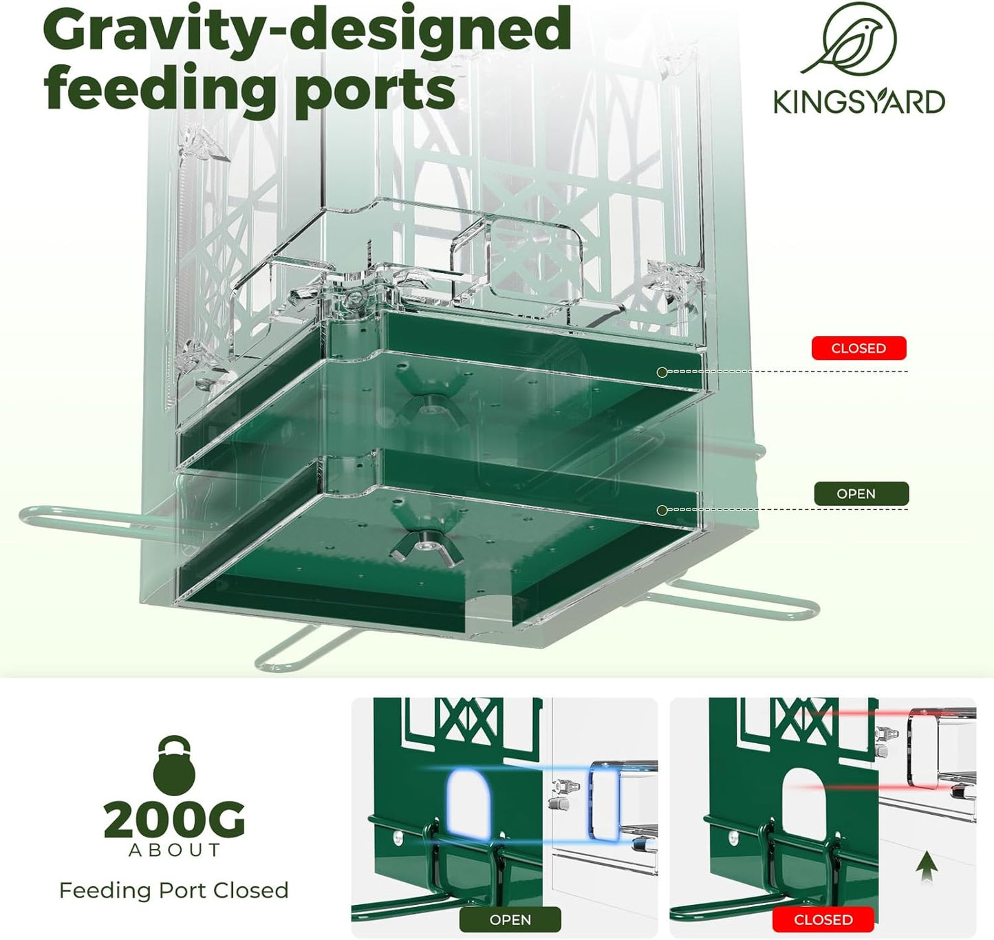 Kingsyard Squirrel Proof Bird Feeders for Outdoors with Weight-Activat