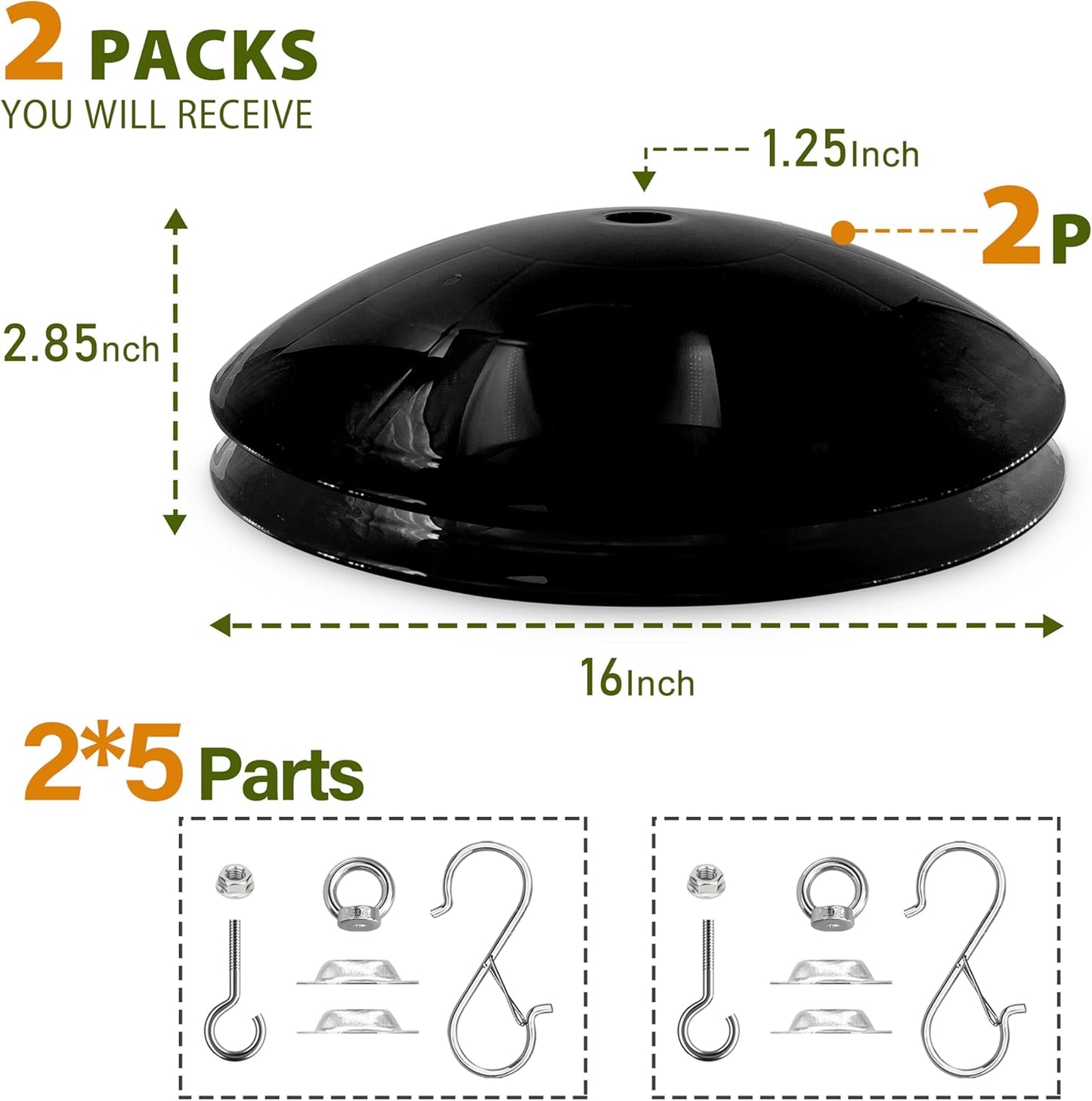 16-Inch Widened Bird Feeder Cover,Hummingbird Feeder Rain Guard,Squirrel Baffle for Bird Feeders,Squirrel-Proof for Outside Tree Trunk or Eave,Funny Gift for Men(Black), 2 Pack