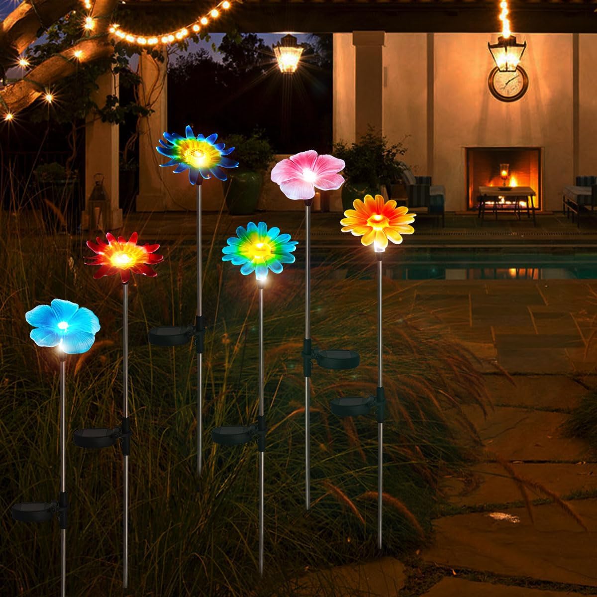 EiGreen 6 Pack Solar Garden Lights Outdoor Decor,Stake Yard Figurine C