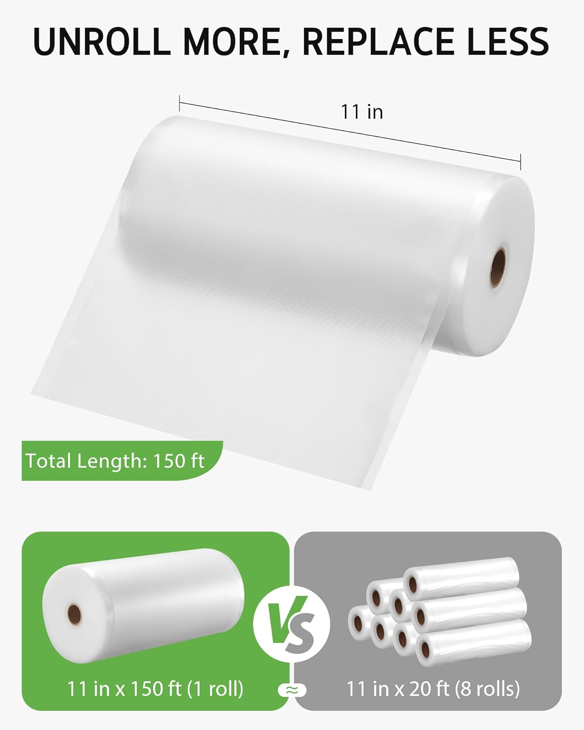 Syntus 11" x 150' Vacuum Sealer Bags for Food with Cutter, Vacuum Sealer Bags Roll Keeper BPA-free Heavy-duty Commercial Grade for Food Storage, Meal Prep and Sous Vide