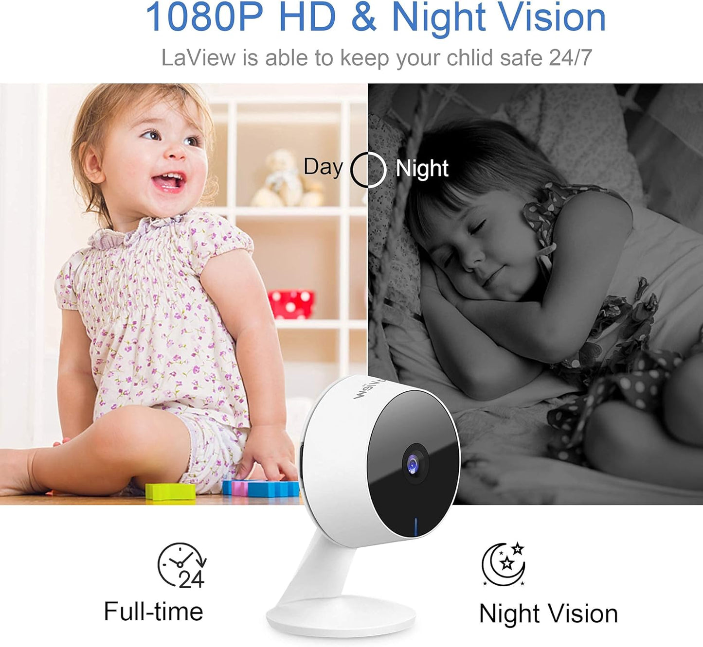 LaView Security Cameras 4pcs, Home Security Camera Indoor 1080P, Wi-Fi
